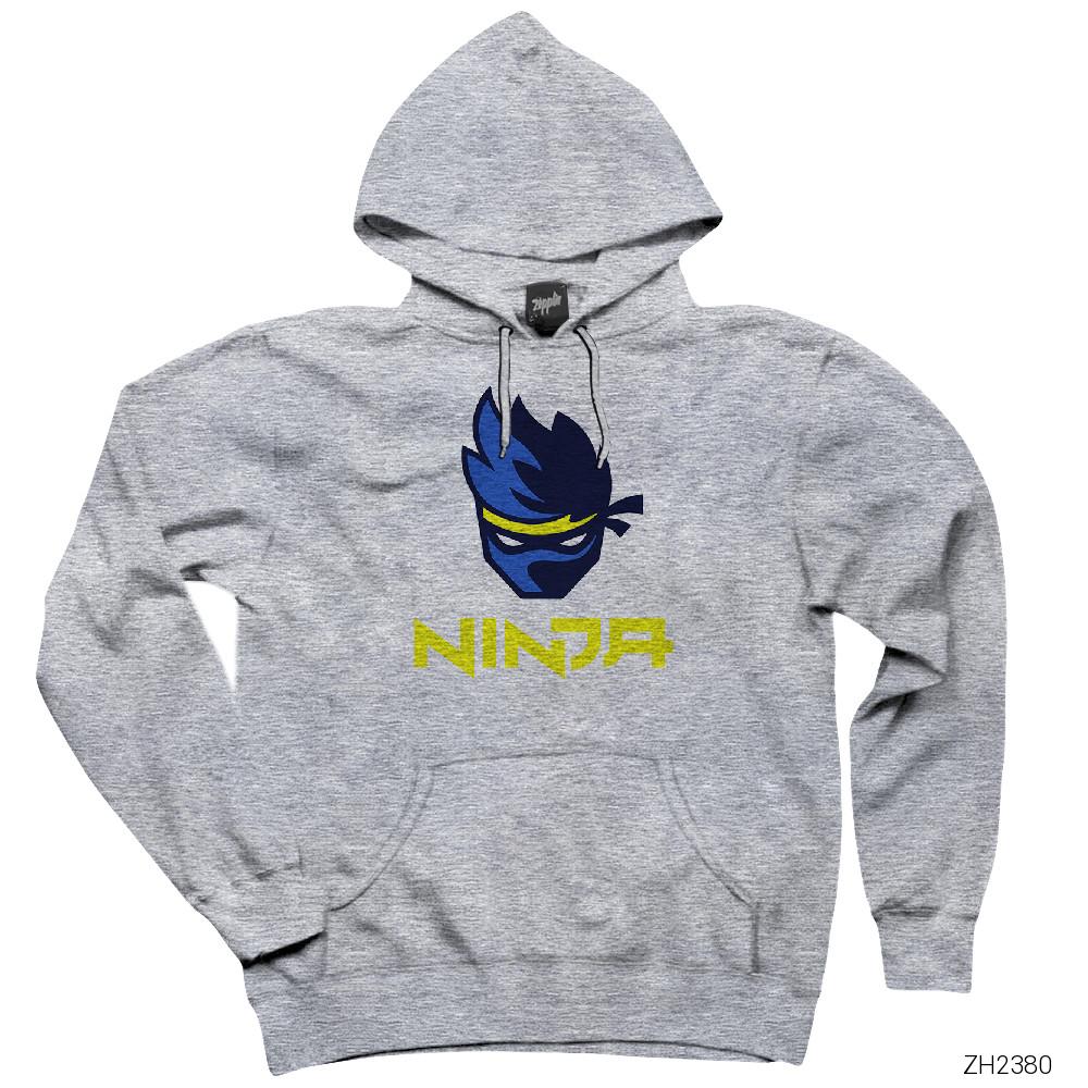 Ninja Streamer Gri Kapşonlu Sweatshirt Hoodie