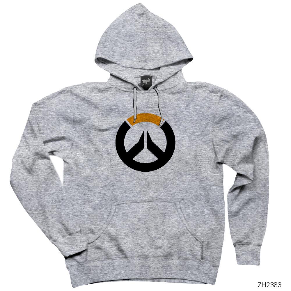Overwatch Logo Gri Kapşonlu Sweatshirt Hoodie