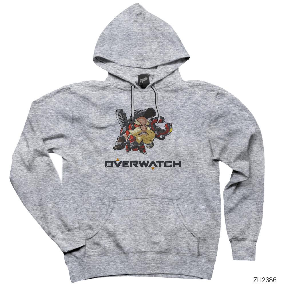 Overwatch Torbjorn Cute Gri Kapşonlu Sweatshirt Hoodie