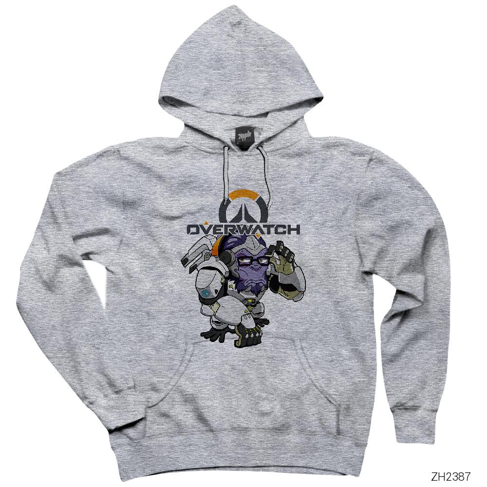 Overwatch Winston Tee Gri Kapşonlu Sweatshirt Hoodie