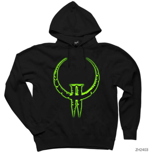 Quake 2 Siyah Kapşonlu Sweatshirt Hoodie