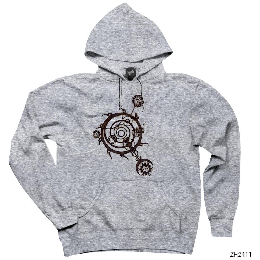 Skyrim Daedric Artifac Gri Kapşonlu Sweatshirt Hoodie