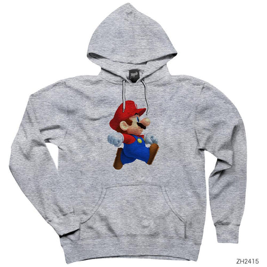 Super Mario Gri Kapşonlu Sweatshirt Hoodie