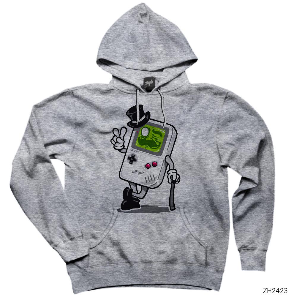 Tetris Man Gri Kapşonlu Sweatshirt Hoodie
