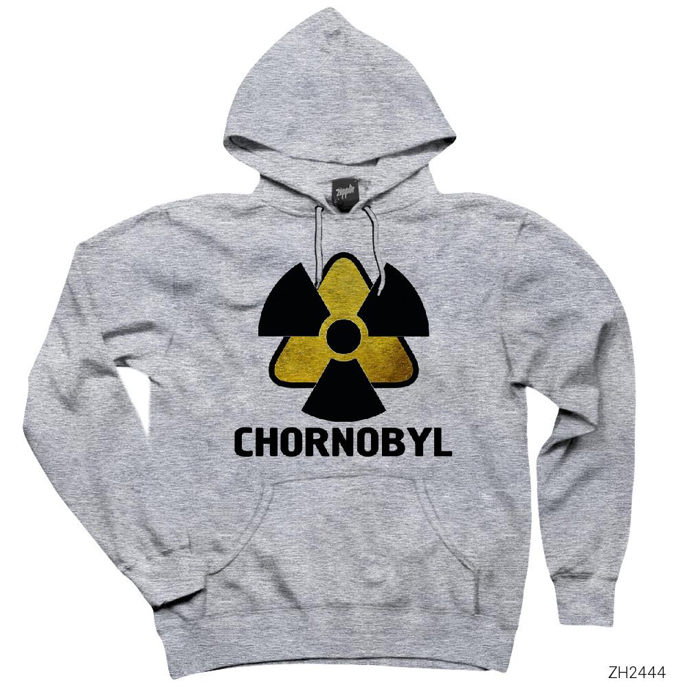 Chernobyl Radioactive Gri Kapşonlu Sweatshirt Hoodie