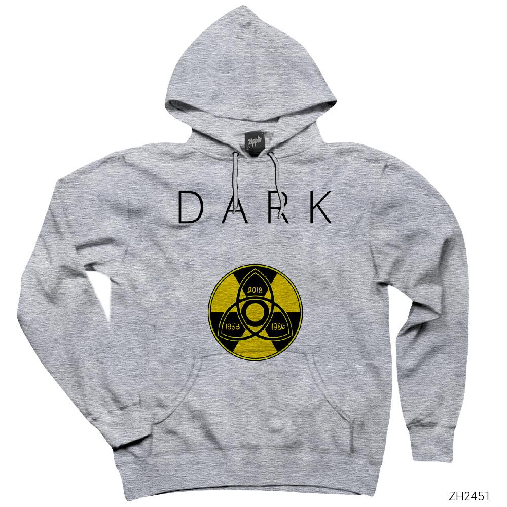 Dark Warning Gri Kapşonlu Sweatshirt Hoodie