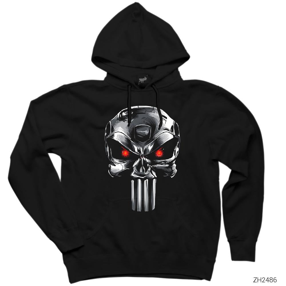 Terminator Punisher Siyah Kapşonlu Sweatshirt Hoodie