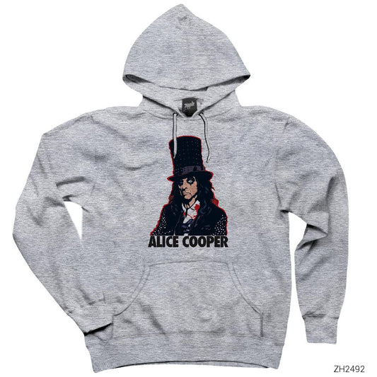 Alice Cooper Cartoon Gri Kapşonlu Sweatshirt Hoodie