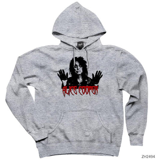 Alice Cooper Confused Gri Kapşonlu Sweatshirt Hoodie