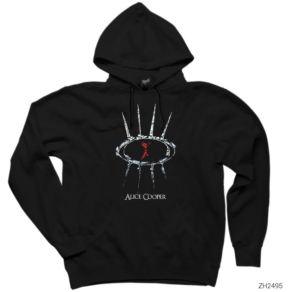 Alice Cooper Eye Logo Siyah Kapşonlu Sweatshirt Hoodie