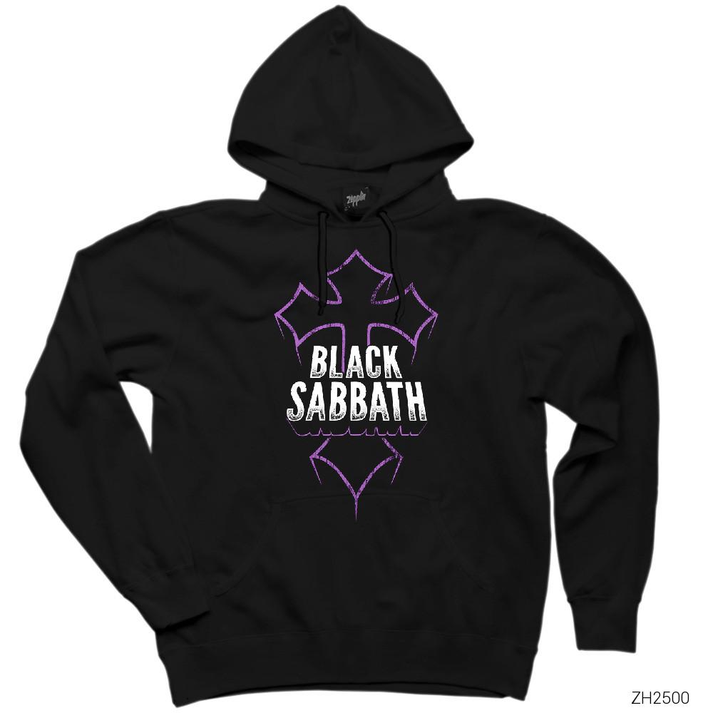 Black Sabbath Cross Siyah Kapşonlu Sweatshirt Hoodie