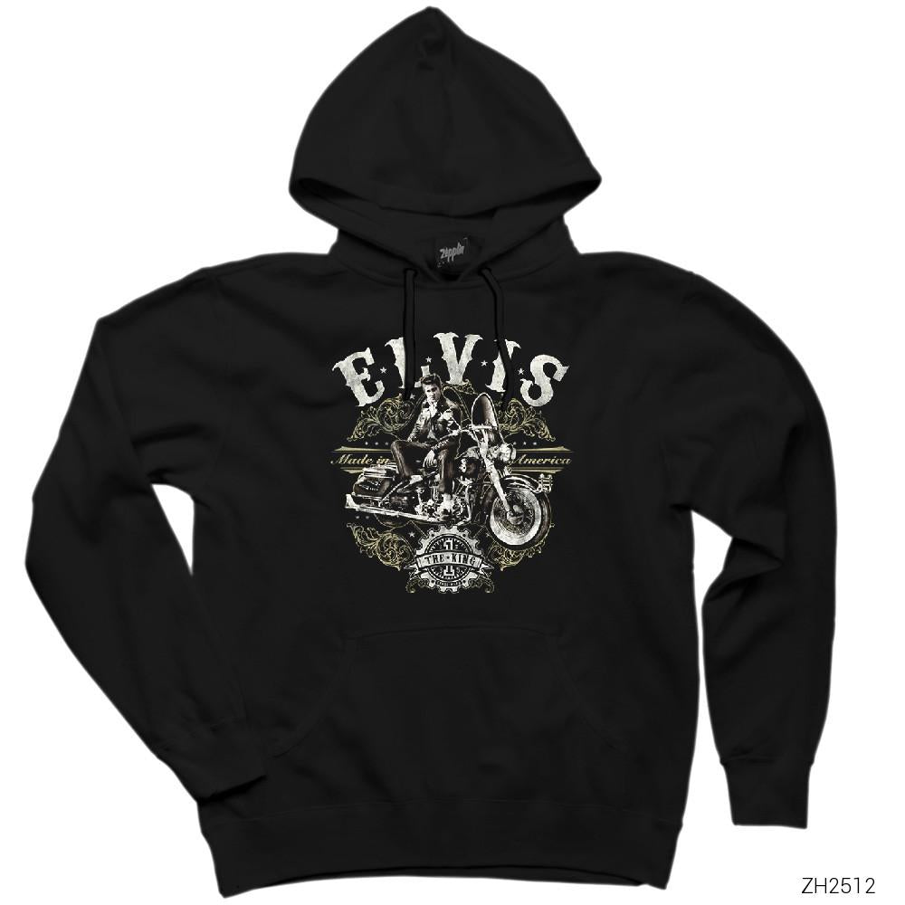 Elvis Made in America Siyah Kapşonlu Sweatshirt Hoodie