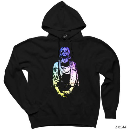 Nirvana Kurt Cobain Colored Siyah Kapşonlu Sweatshirt Hoodie