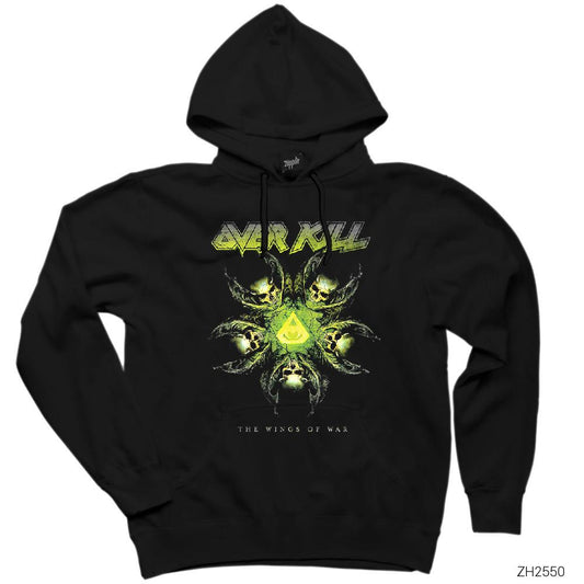 Overkill The Wings of War Siyah Kapşonlu Sweatshirt Hoodie