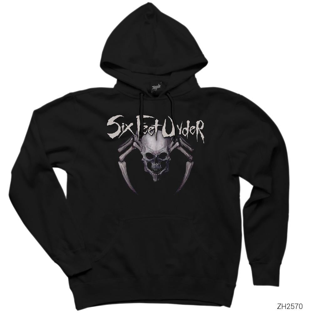 Six Feet Under Skull Spider Siyah Kapşonlu Sweatshirt Hoodie