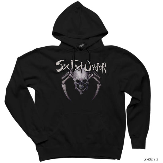 Six Feet Under Skull Spider Siyah Kapşonlu Sweatshirt Hoodie