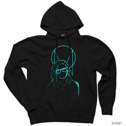 Skrillex Silliuette Siyah Kapşonlu Sweatshirt Hoodie