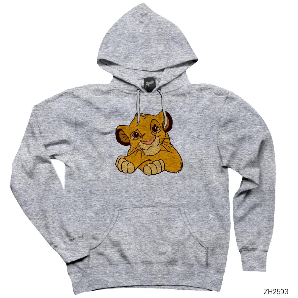 Aslan Kral Minik Simba Gri Kapşonlu Sweatshirt Hoodie