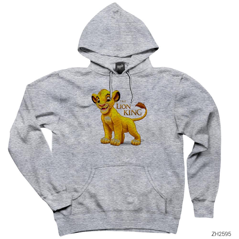 Aslan Kral Simba Gri Kapşonlu Sweatshirt Hoodie