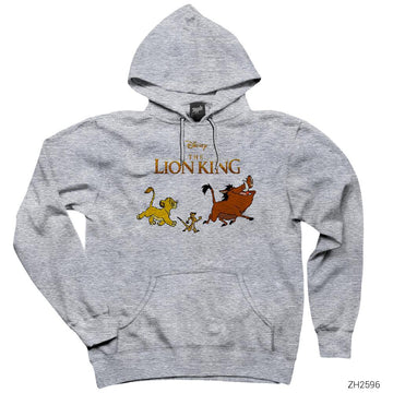 Aslan Kral Simba ve Arkadaşları Gri Kapşonlu Sweatshirt Hoodie