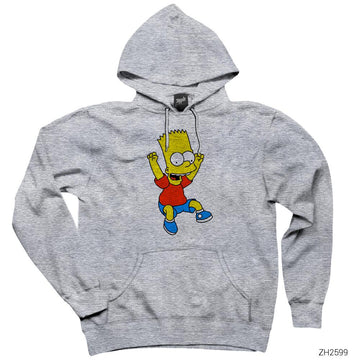 Bart Simpson Gri Kapşonlu Sweatshirt Hoodie