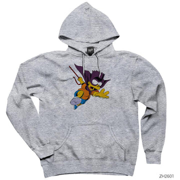 Bartman Simpson Gri Kapşonlu Sweatshirt Hoodie