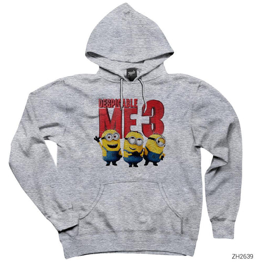 Despicable Me Minions Group Gri Kapşonlu Sweatshirt Hoodie