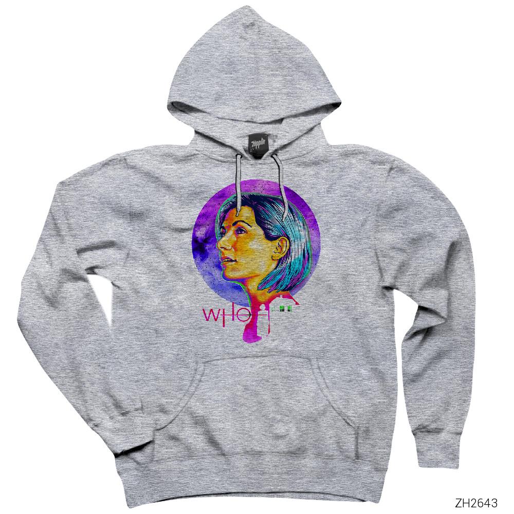 Doctor Who Girl Gri Kapşonlu Sweatshirt Hoodie
