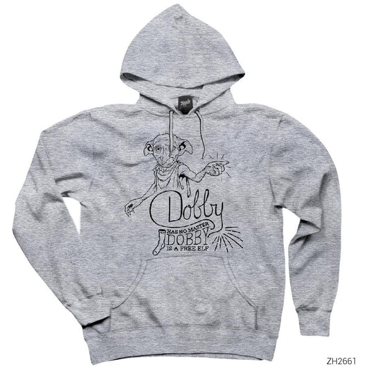Harry Potter Dobby Is A Free Elf Gri Kapşonlu Sweatshirt Hoodie