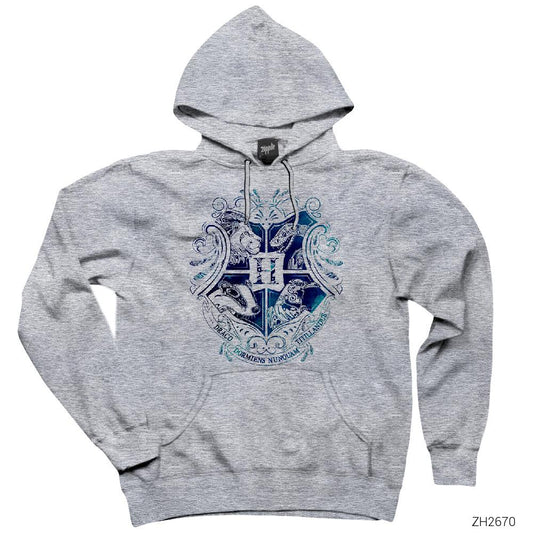 Harry Potter Hogwart Gri Kapşonlu Sweatshirt Hoodie