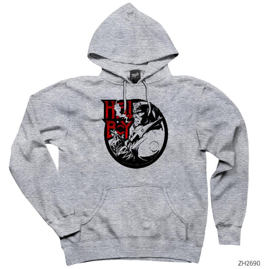 HellBoy Smoke Gri Kapşonlu Sweatshirt Hoodie