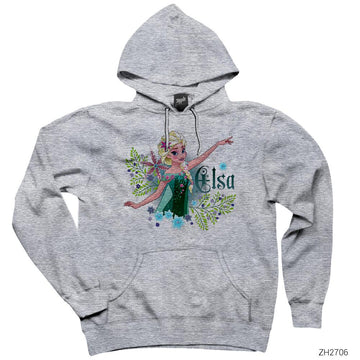 Karlar Ülkesi Elsa Gri Kapşonlu Sweatshirt Hoodie