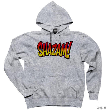 Shazam Logo 2 Gri Kapşonlu Sweatshirt Hoodie