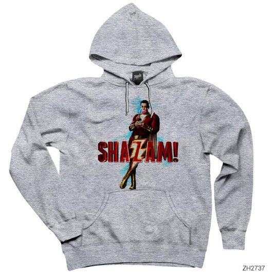 Shazam Man Gri Kapşonlu Sweatshirt Hoodie