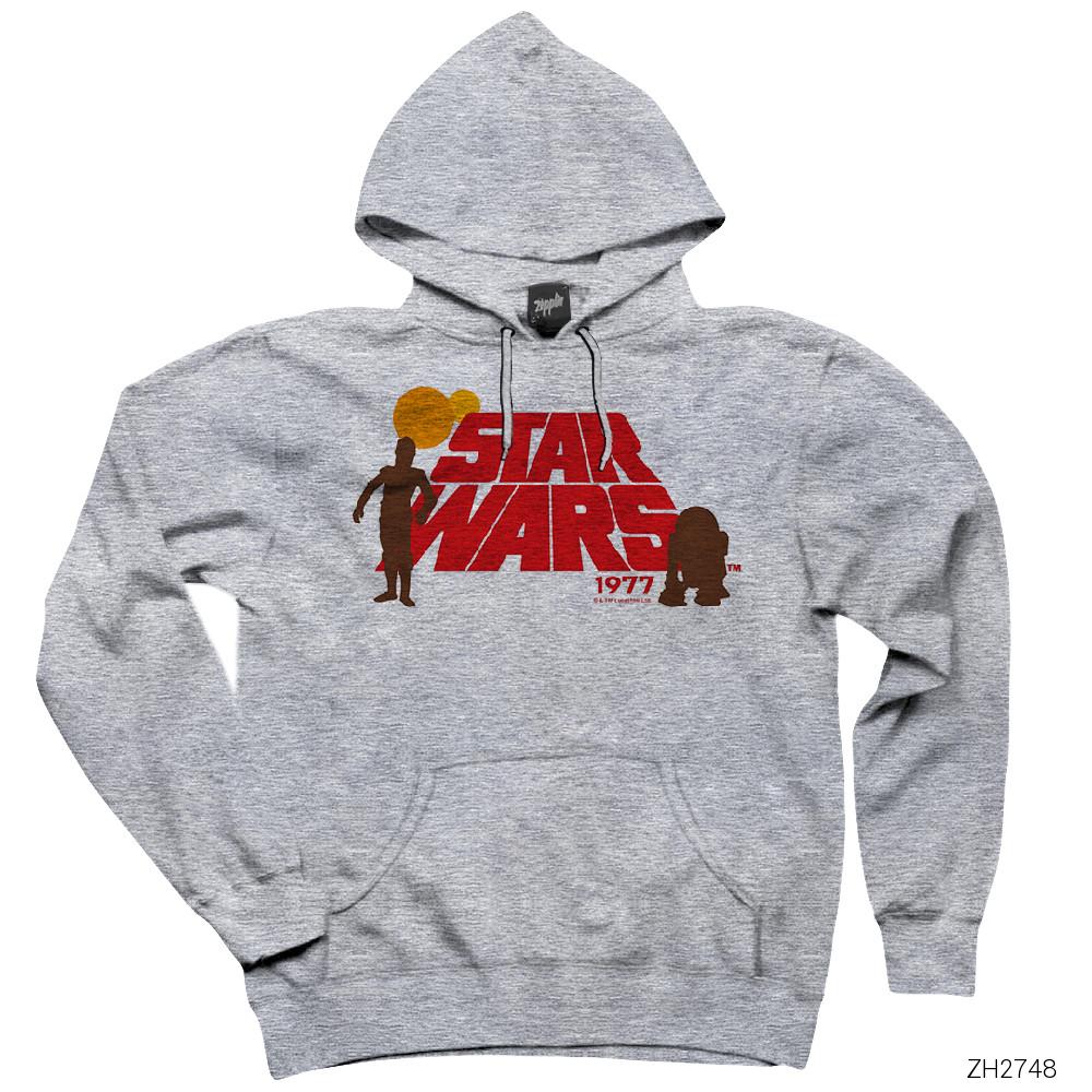 Star Wars 1977 Gri Kapşonlu Sweatshirt Hoodie