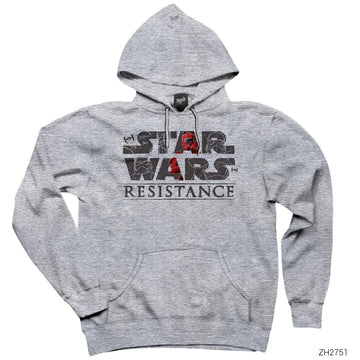 Star Wars Logo Gri Kapşonlu Sweatshirt Hoodie