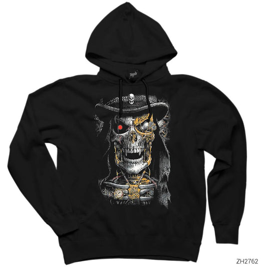 Terminator Skull Siyah Kapşonlu Sweatshirt Hoodie