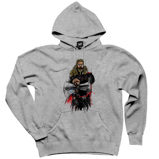 Thor And StormBreaker Gri Kapşonlu Sweatshirt Hoodie
