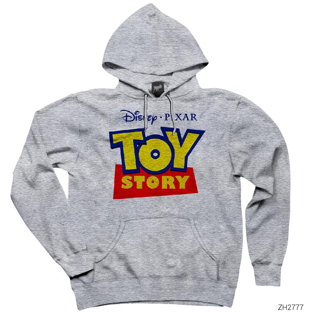 Toy Story Logo Gri Kapşonlu Sweatshirt Hoodie