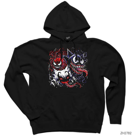 Venom Faces Siyah Kapşonlu Sweatshirt Hoodie