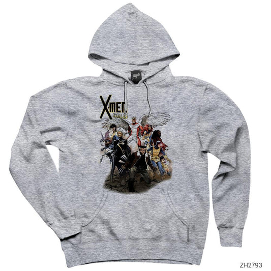 X-men Team Gri Kapşonlu Sweatshirt Hoodie