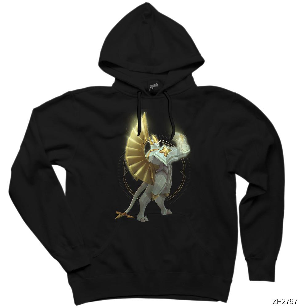 League of Legends Galio Siyah Kapşonlu Sweatshirt Hoodie