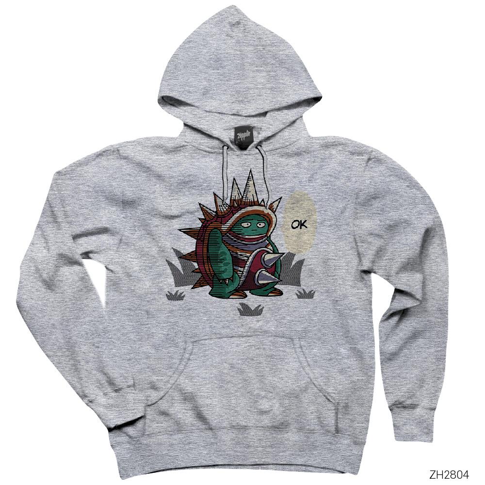 League of Legends Rammus Ok Gri Kapşonlu Sweatshirt Hoodie