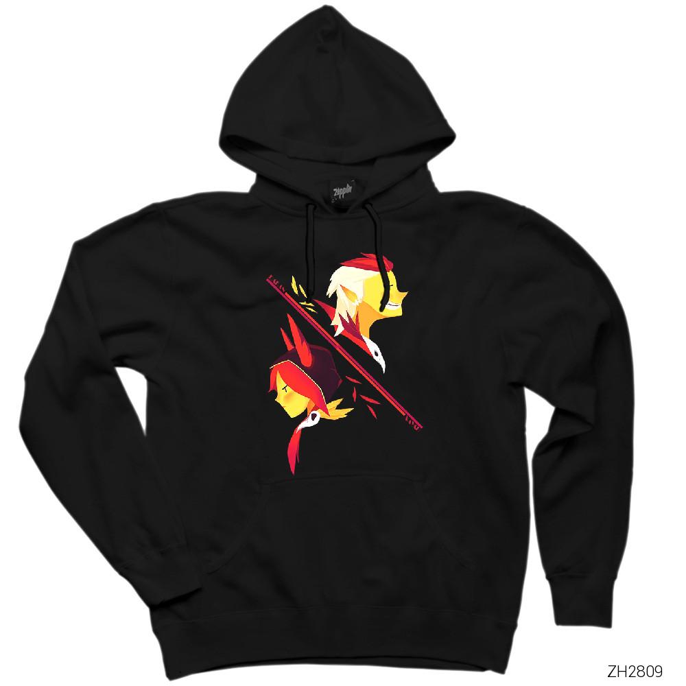 League of Legends Xayah and Rakan Siyah Kapşonlu Sweatshirt Hoodie