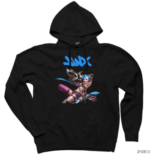 League of Legends Jinx Combat Siyah Kapşonlu Sweatshirt Hoodie