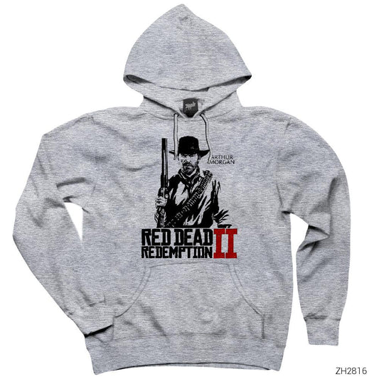 Red Dead Redemption 2 Gri Kapşonlu Sweatshirt Hoodie