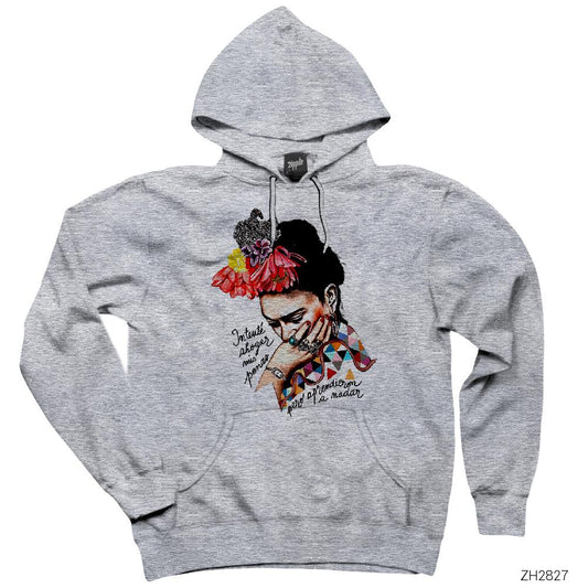 Frida Kahlo Intente Ahogas Gri Kapşonlu Sweatshirt Hoodie