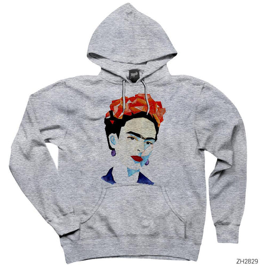 Frida Kahlo Portre 2 Gri Kapşonlu Sweatshirt Hoodie