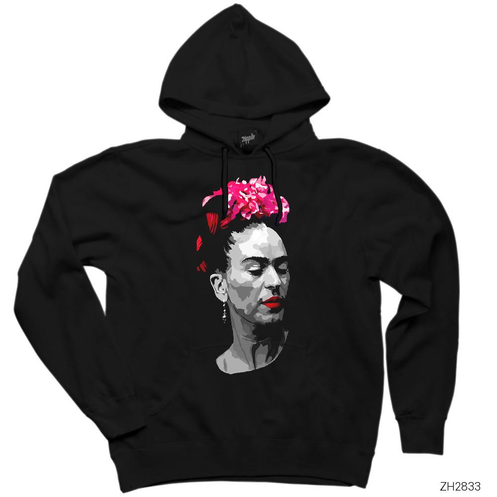 Frida Kahlo Portre 6 Siyah Kapşonlu Sweatshirt Hoodie