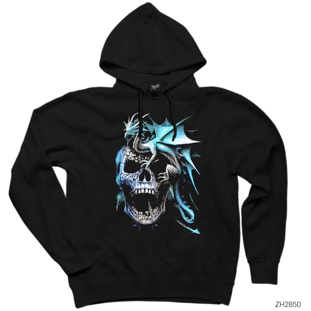 Skull and Drake Siyah Kapşonlu Sweatshirt Hoodie